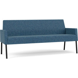 Mystic Lounge Reception Sofa, Black Frame, Connelly Blue Jay Fabric