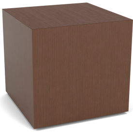 Mystic Lounge Reception Cube Table, 17"L x 17"W x 16"H, Gray Frame, Riftwood Walnut