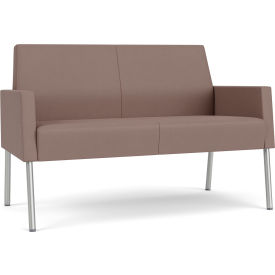 Mystic Lounge Reception Loveseat, Silver Frame, Open House Goose Fabric
