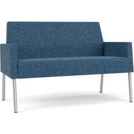 Mystic Lounge Reception Loveseat, Silver Frame, Connelly Blue Jay Fabric