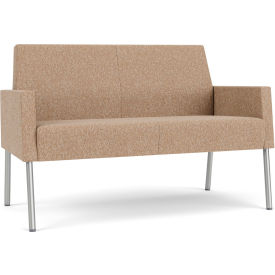 Mystic Lounge Reception Loveseat, Silver Frame, Connelly Wren Fabric