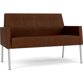 Lesro Mystic Lounge Reception Loveseat, Silver Frame, Patriot Plus Mocha Vinyl