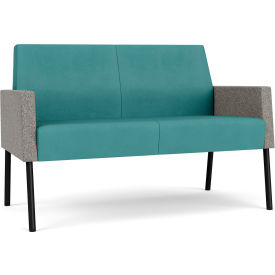 Mystic Lounge Reception Loveseat, Black Frame, Patriot Plus Sea Vinyl Back & Seat