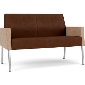 Mystic Lounge Reception Loveseat, Silver Frame, Patriot Plus Mocha Vinyl Back & Seat