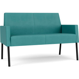 Mystic Lounge Reception Loveseat, Black Frame, Patriot Plus Sea Vinyl