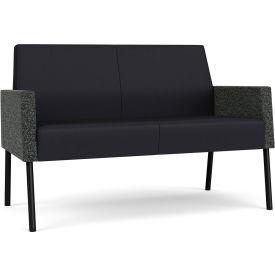 Mystic Lounge Reception Loveseat, Black Frame, Patriot Plus Black Vinyl Back & Seat