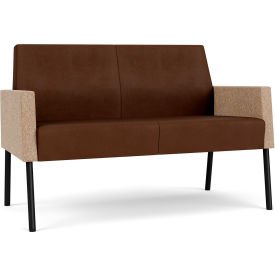 Mystic Lounge Reception Loveseat, Black Frame, Patriot Plus Mocha Vinyl Back & Seat