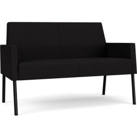 Mystic Lounge Reception Loveseat, Black Frame, Open House Black Fabric