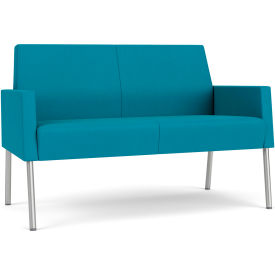 Mystic Lounge Reception Loveseat, Silver Frame, Waterfall Fabric
