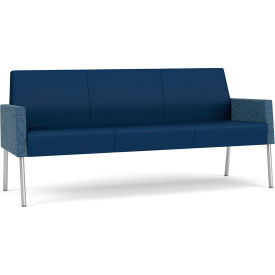 Mystic Lounge Reception Sofa, Silver Frame, Imperial Blue Vinyl Back & Seat