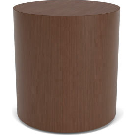 Mystic Lounge Reception Cylinder Table, 19" Dia. x 20"H, Gray Frame, Riftwood Walnut