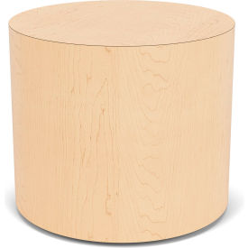 Lounge Reception Cylinder Table, 19" Dia. x 16"H, Brown Frame, Natural Maple