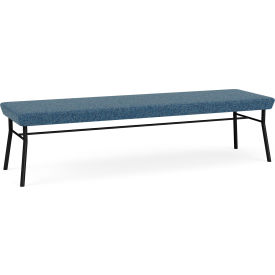 3 Seat Rectangular Reception Bench, Black Frame, Connelly Blue Jay Fabric
