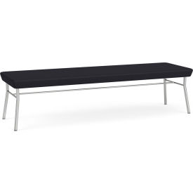 3 Seat Rectangular Reception Bench, Silver Frame, Patriot Plus Black Vinyl
