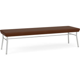 3 Seat Rectangular Reception Bench, Silver Frame, Patriot Plus Mocha Vinyl
