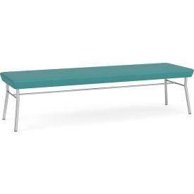3 Seat Rectangular Reception Bench, Silver Frame, Patriot Plus Sea Vinyl