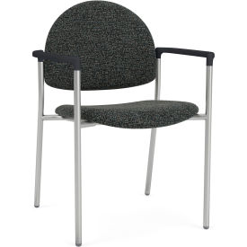 Guest Chair, Silver Frame, Onyx Black Armrests, Connelly Crow Fabric
