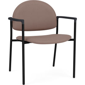 Chat Wide Guest Chair, Black Frame, Onyx Black Armrests, Open House Goose Fabric