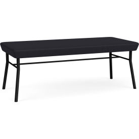 2 Seat Rectangular Reception Bench, Black Frame, Patriot Plus Black Vinyl