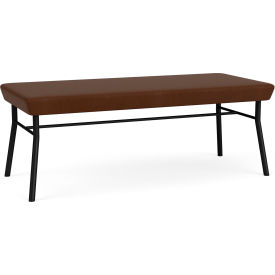 2 Seat Rectangular Reception Bench, Black Frame, Patriot Plus Mocha Vinyl
