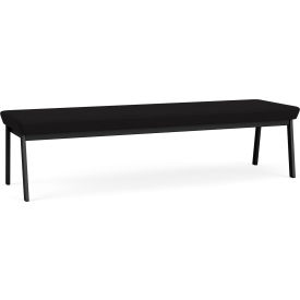3 Seat Rectangular Reception Bench, Black Frame, Open House Black Fabric