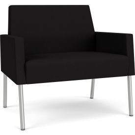 Mystic Lounge Bariatric Chair, Silver Frame, Open House Black Fabric