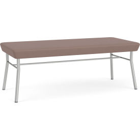 2 Seat Rectangular Reception Bench, Silver Frame, Open House Goose Fabric