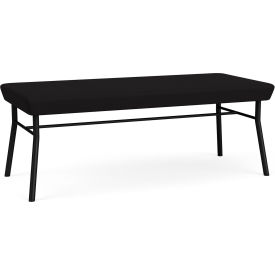 2 Seat Rectangular Reception Bench, Black Frame, Open House Black Fabric