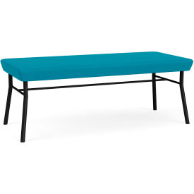 Lesro 2 Seat Rectangular Reception Bench, Black Frame, Waterfall Fabric