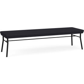 Chat 3 Seat Rectangular Reception Bench, Black Frame, Black Vinyl