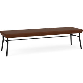 3 Seat Rectangular Reception Bench, Black Frame, Patriot Plus Mocha Vinyl