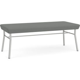 2 Seat Rectangular Reception Bench, Silver Frame, Asteroid Fabric