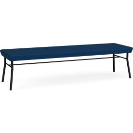 3 Seat Rectangular Reception Bench, Black Frame, Patriot Plus Imperial Blue Vinyl