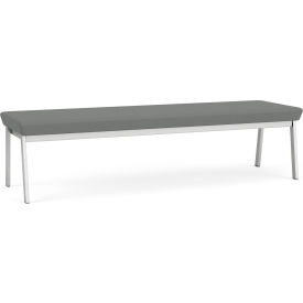 3 Seat Rectangular Reception Bench, Silver Frame, Open House Asteroid Fabric