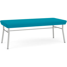 Chat 2 Seat Rectangular Reception Bench, Silver Frame, Waterfall Fabric