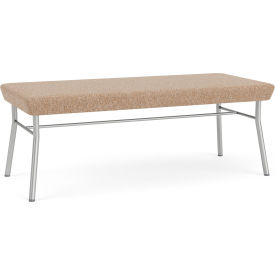 2 Seat Rectangular Reception Bench, Silver Frame, Connelly Wren Fabric