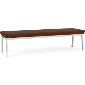 3 Seat Rectangular Reception Bench, Silver Frame, Patriot Plus Mocha Vinyl