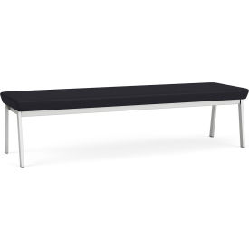 3 Seat Rectangular Reception Bench, Silver Frame, Patriot Plus Black Vinyl