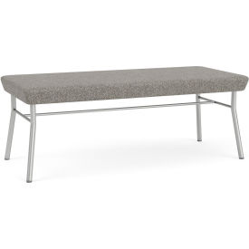 Chat 2 Seat Rectangular Reception Bench, Silver Frame, Connelly Dove Fabric