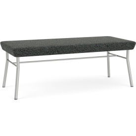 2 Seat Rectangular Reception Bench, Silver Frame, Connelly Crow Fabric