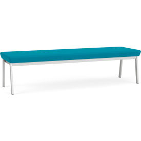 3 Seat Rectangular Reception Bench, Silver Frame, Open House Waterfall Fabric