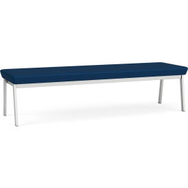 3 Seat Rectangular Reception Bench, Silver Frame, Patriot Plus Imperial Blue Vinyl