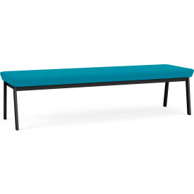 Lesro Newport 3 Seat Rectangular Reception Bench, Black Frame, Open House Waterfall Fabric