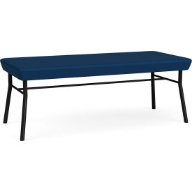 2 Seat Rectangular Reception Bench, Black Frame, Patriot Plus Imperial Blue Vinyl
