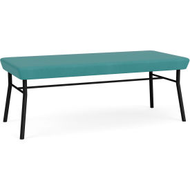 Lesro Chat 2 Seat Rectangular Reception Bench, Black Frame, Patriot Plus Sea Vinyl