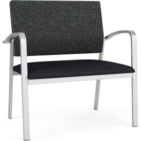 Newport Bariatric Chair, Silver Frame, Connelly Crow Fabric Back, Patriot Plus Black Vinyl Seat