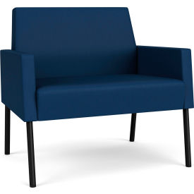 Lesro Bariatric Lounge Chair, Black Frame, Blue Vinyl