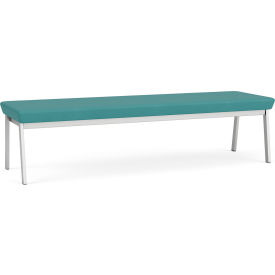3 Seat Rectangular Reception Bench, Silver Frame, Patriot Plus Sea Vinyl