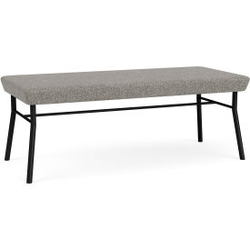 2 Seat Rectangular Reception Bench, Black Frame, Connelly Dove Fabric