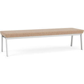 3 Seat Rectangular Reception Bench, Silver Frame, Connelly Wren Fabric